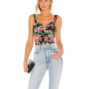 NEW For Love and Lemons Jolie Floral bodysuit in black women’s XS